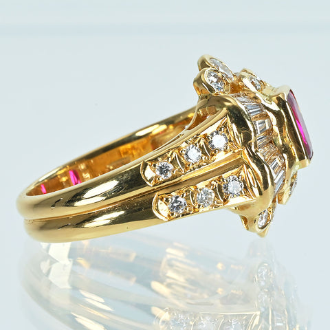 【中古】K18YG RUBYルビーリング R0.79ct D1.27ct 9.2g #14