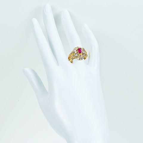 【中古】K18YG RUBYルビーリング R0.79ct D1.27ct 9.2g #14