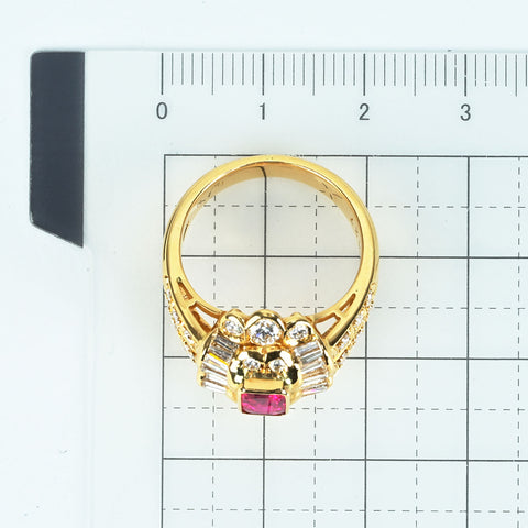 【中古】K18YG RUBYルビーリング R0.79ct D1.27ct 9.2g #14