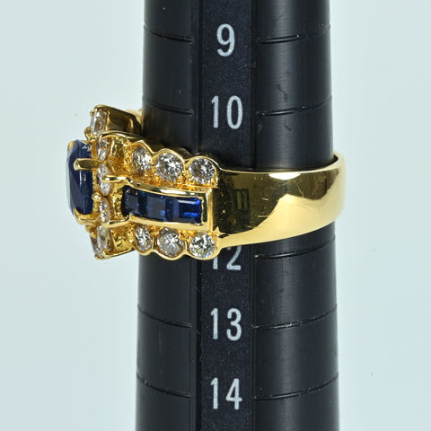 【中古】 K18YG SAPPHIRE RING サファイアリング S1.59ct S0.91ct D1.62ct 9.3g #11.5