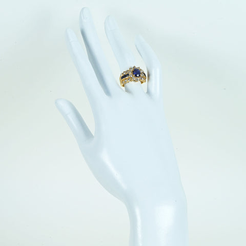 【中古】 K18YG SAPPHIRE RING サファイアリング S1.59ct S0.91ct D1.62ct 9.3g #11.5