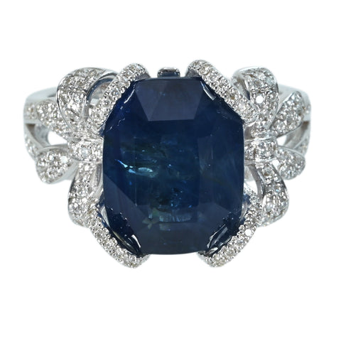 【中古】K18WG SAPPHIREサファイアリング S6.93ct D0.39ct 7.3ｇ #9