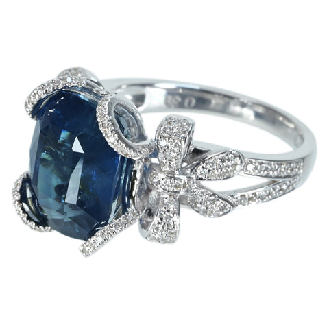 【中古】K18WG SAPPHIREサファイアリング S6.93ct D0.39ct 7.3ｇ #9
