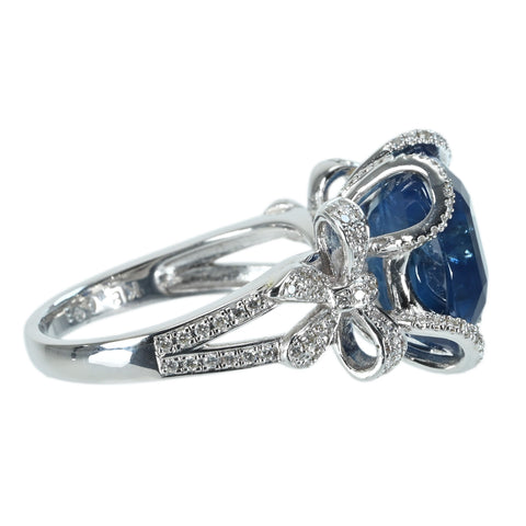 【中古】K18WG SAPPHIREサファイアリング S6.93ct D0.39ct 7.3ｇ #9