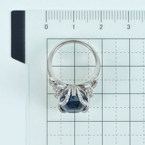 【中古】K18WG SAPPHIREサファイアリング S6.93ct D0.39ct 7.3ｇ #9