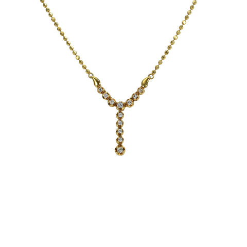 【中古】K18YG DIAMONDダイヤモンドY字ペンダントネックレス D0.50ct 8.2g