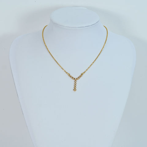 [Pre-owned] 18K Yellow Gold Diamond Y-shaped Pendant Necklace, 0.50ct, 8.2g 