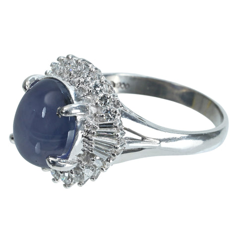 [Pre-owned] PT900 Star Sapphire Ring, 7.92ct Stone, 0.57ct Stone, 8.8g, #14 