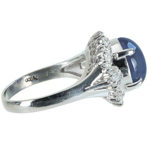 [Pre-owned] PT900 Star Sapphire Ring, 7.92ct Stone, 0.57ct Stone, 8.8g, #14 