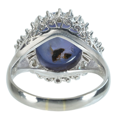 [Pre-owned] PT900 Star Sapphire Ring, 7.92ct Stone, 0.57ct Stone, 8.8g, #14 