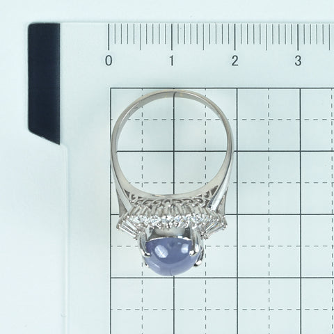 [Pre-owned] PT900 Star Sapphire Ring, 7.92ct Stone, 0.57ct Stone, 8.8g, #14 