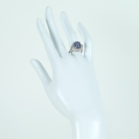 [Pre-owned] PT900 Star Sapphire Ring, 7.92ct Stone, 0.57ct Stone, 8.8g, #14 