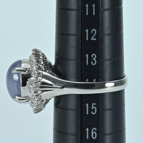 [Pre-owned] PT900 Star Sapphire Ring, 7.92ct Stone, 0.57ct Stone, 8.8g, #14 