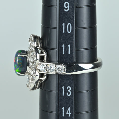 【中古】PT950 ブラックオパールリング BO1.21ct D1.11ct 8.9g #11.5
