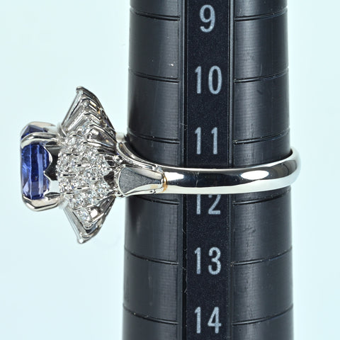 【中古】PT900 NO HEAT SAPPHIRE RING マダガスカル産 非加熱サファイアリング S2.79ct D0.68ct GIA鑑別書 6.4g #13.5