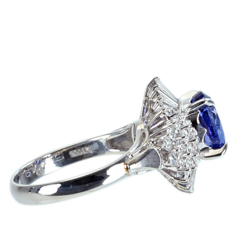 【中古】PT900 NO HEAT SAPPHIRE RING マダガスカル産 非加熱サファイアリング S2.79ct D0.68ct GIA鑑別書 6.4g #13.5