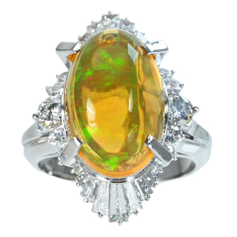 【中古】PT900 MEXICO OPALメキシコオパールリング OP7.06ct D1.53ct 16.0g #14
