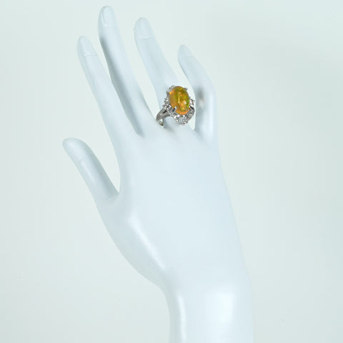 【中古】PT900 MEXICO OPALメキシコオパールリング OP7.06ct D1.53ct 16.0g #14