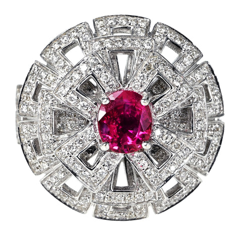 【中古】K18WG RUBY RING ルビーリング R0.71ct D1.02ct 8.4g #13