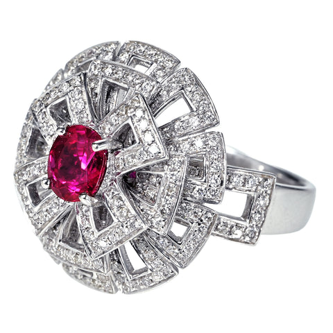 【中古】K18WG RUBY RING ルビーリング R0.71ct D1.02ct 8.4g #13