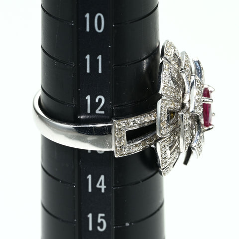 【中古】K18WG RUBY RING ルビーリング R0.71ct D1.02ct 8.4g #13