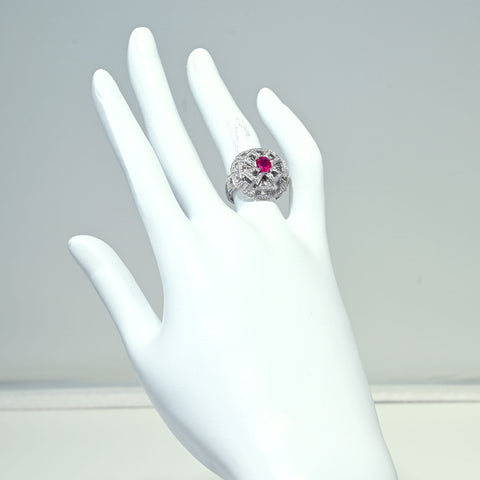 【中古】K18WG RUBY RING ルビーリング R0.71ct D1.02ct 8.4g #13