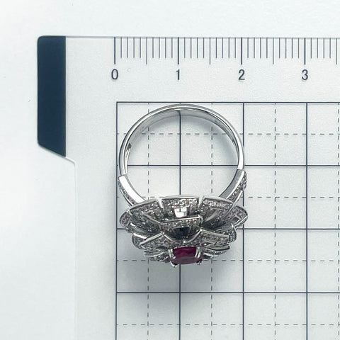 【中古】K18WG RUBY RING ルビーリング R0.71ct D1.02ct 8.4g #13