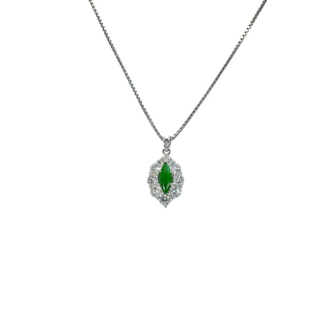 【中古】PT850/PT900 JADEITE ヒスイペンダントネックレス J0.34ct D2.601ct 10.6g