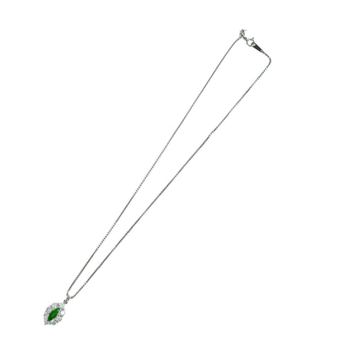【中古】PT850/PT900 JADEITE ヒスイペンダントネックレス J0.34ct D2.601ct 10.6g