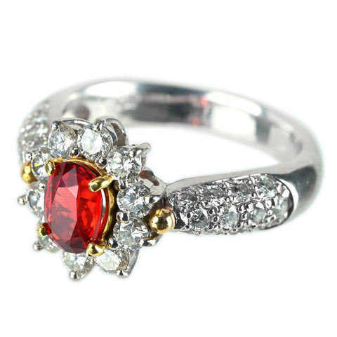 【中古】PT900/K18 SPINEL レッドスピネルリング RS0.762ct D0.94ct CGLソーティング 7.4g #10.5
