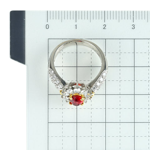 【中古】PT900/K18 SPINEL レッドスピネルリング RS0.762ct D0.94ct CGLソーティング 7.4g #10.5