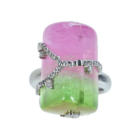[Used] SONORE PT900 TOURMALINE Watermelon Tourmaline Ring, T51.7ct, D0.05ct, 21.2g, #14 