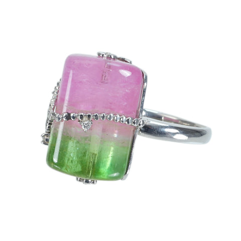 [Used] SONORE PT900 TOURMALINE Watermelon Tourmaline Ring, T51.7ct, D0.05ct, 21.2g, #14 