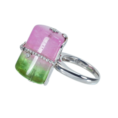 [Used] SONORE PT900 TOURMALINE Watermelon Tourmaline Ring, T51.7ct, D0.05ct, 21.2g, #14 
