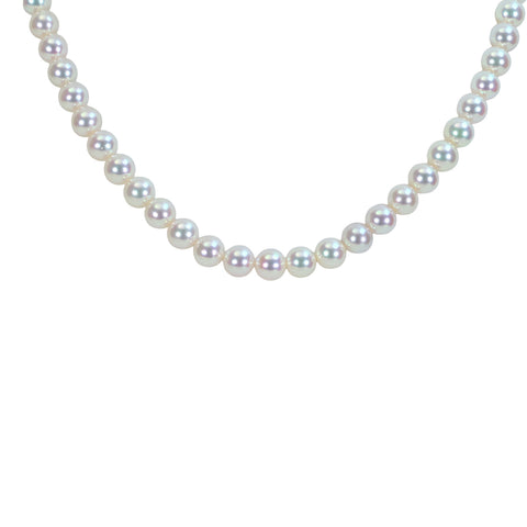 【中古】MIKIMOTO ミキモトK18WGクラスプ アコヤパールネックレス7.0mm 32.4g BOX ONE PRICE