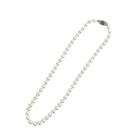 【中古】MIKIMOTO ミキモトK18WGクラスプ アコヤパールネックレス7.0mm 32.4g BOX ONE PRICE
