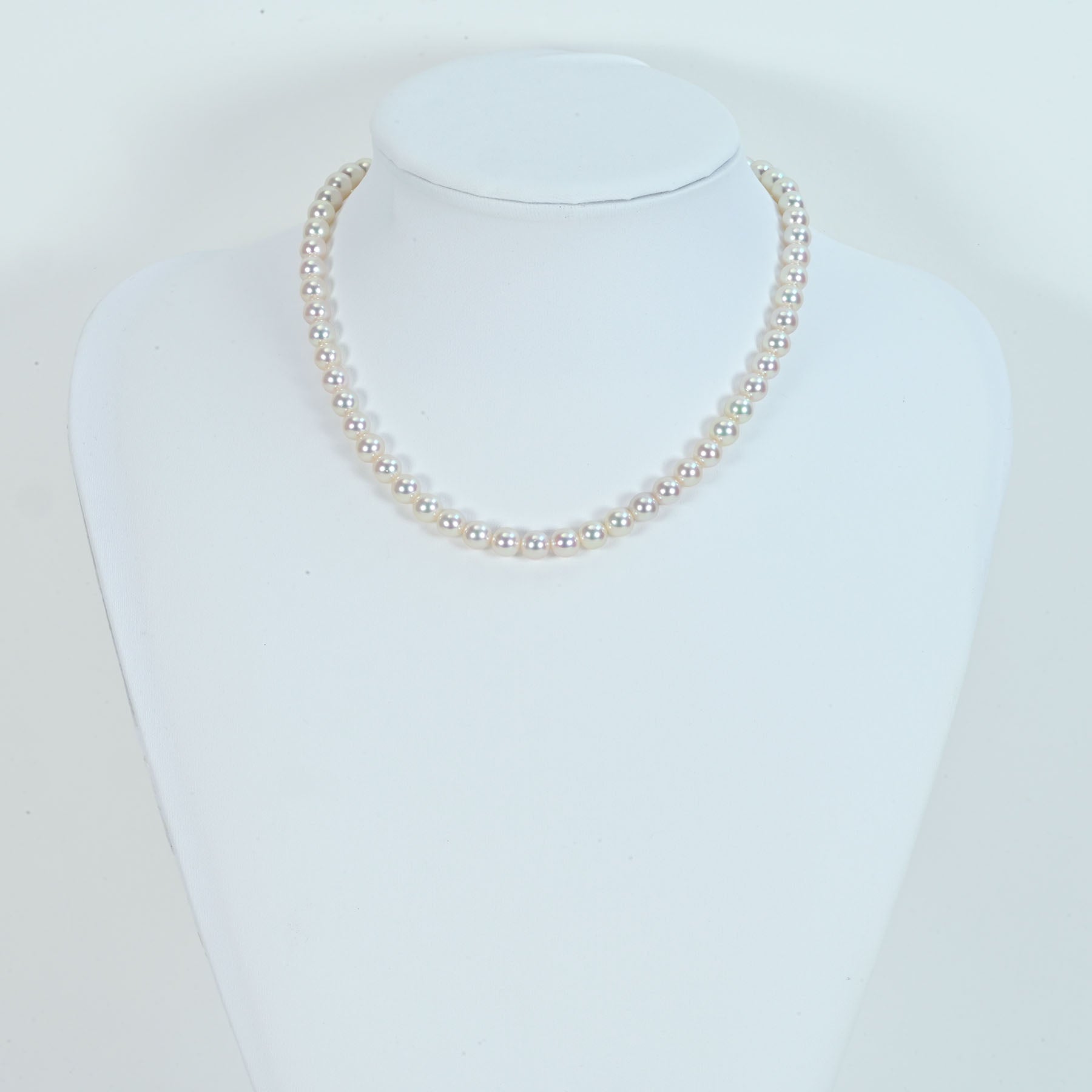 中古】MIKIMOTO ミキモトK18WGクラスプ アコヤパールネックレス7.0mm