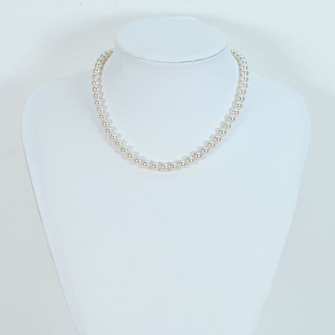 【中古】MIKIMOTO ミキモトK18WGクラスプ アコヤパールネックレス7.0mm 32.4g BOX ONE PRICE