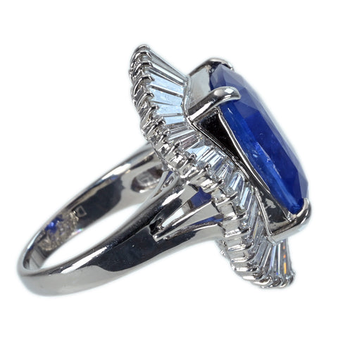 Pre-owned PT900 No Heat Sapphire Ring, Sri Lankan, Unheated Sapphire, S13.81ct, D2.89ct, Royal Blue, GRS Certificate, 16.6g, #11 