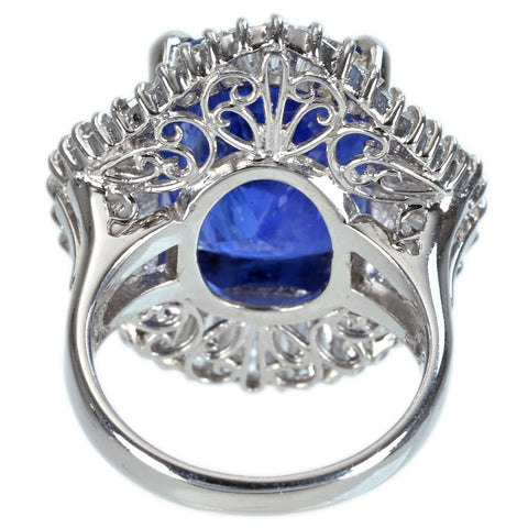 Pre-owned PT900 No Heat Sapphire Ring, Sri Lankan, Unheated Sapphire, S13.81ct, D2.89ct, Royal Blue, GRS Certificate, 16.6g, #11 