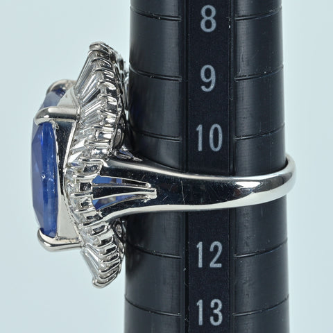 Pre-owned PT900 No Heat Sapphire Ring, Sri Lankan, Unheated Sapphire, S13.81ct, D2.89ct, Royal Blue, GRS Certificate, 16.6g, #11 