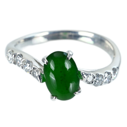 【中古】PT900 JADEITE RING ヒスイリング J1.292ct D0.33ct CGLソーティング 4.5g #12