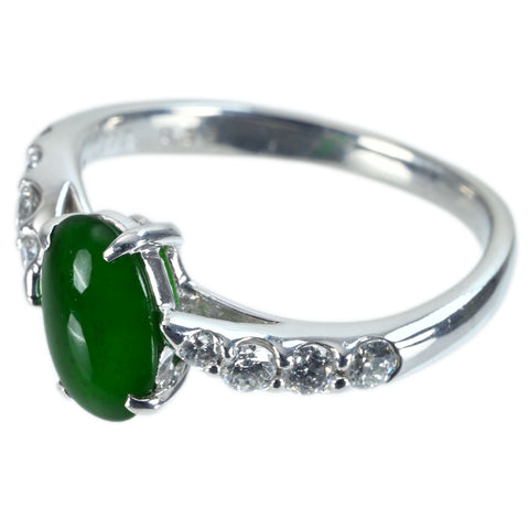 【中古】PT900 JADEITE RING ヒスイリング J1.292ct D0.33ct CGLソーティング 4.5g #12