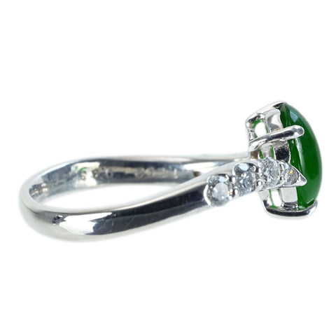 【中古】PT900 JADEITE RING ヒスイリング J1.292ct D0.33ct CGLソーティング 4.5g #12