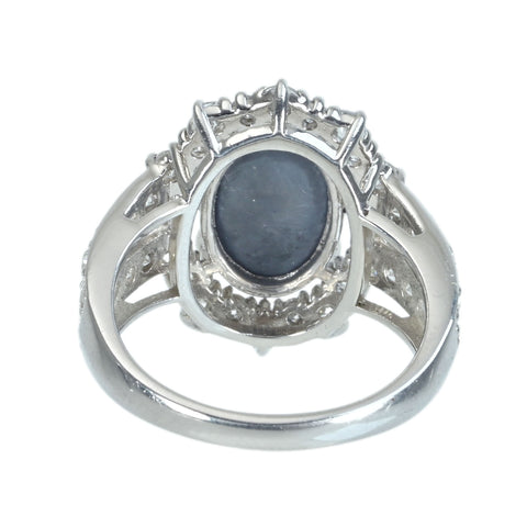 【中古】PT950 BLACK OPAL ブラックオパールリング BO3.08ct D1.47ct 7.8g #11.5