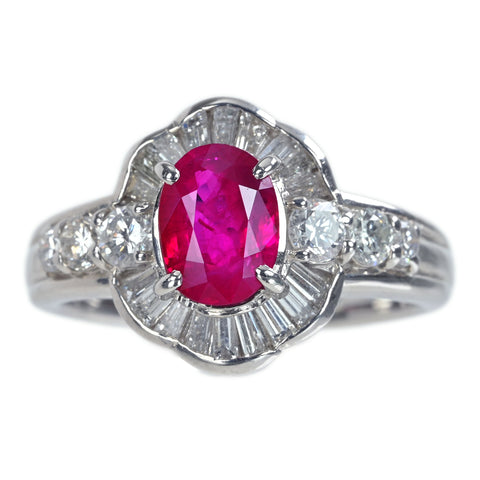 【中古】PT900 RUBYビルマ産ルビーリング R1.505ct D1.02ct GIA鑑別書 8.2g #12