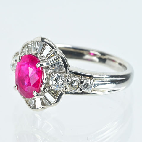 【中古】PT900 RUBYビルマ産ルビーリング R1.505ct D1.02ct GIA鑑別書 8.2g #12