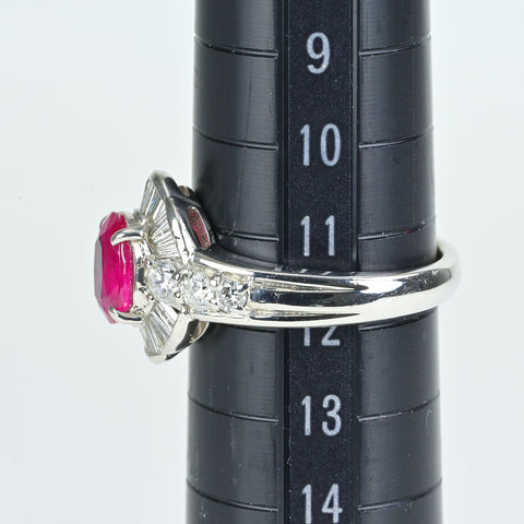 【中古】PT900 RUBYビルマ産ルビーリング R1.505ct D1.02ct GIA鑑別書 8.2g #12