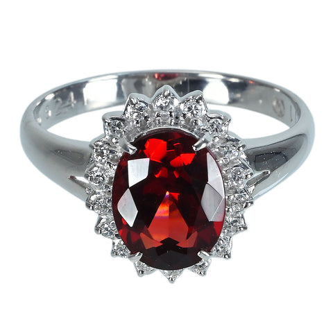 【中古】PT900 GARNETロードライトガーネットリング G2.41ct D0.11ct CGLソーティング付き 4.2g #12.5