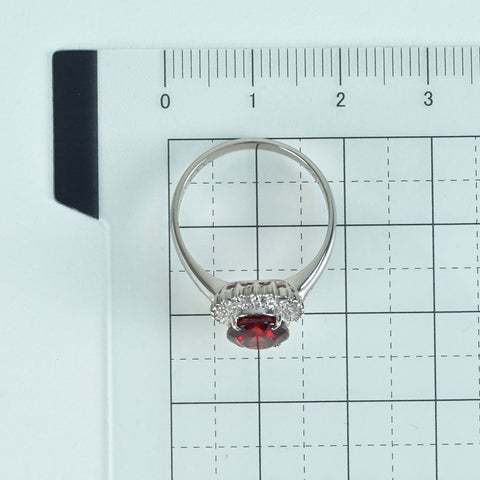 【中古】PT900 GARNETロードライトガーネットリング G2.41ct D0.11ct CGLソーティング付き 4.2g #12.5
